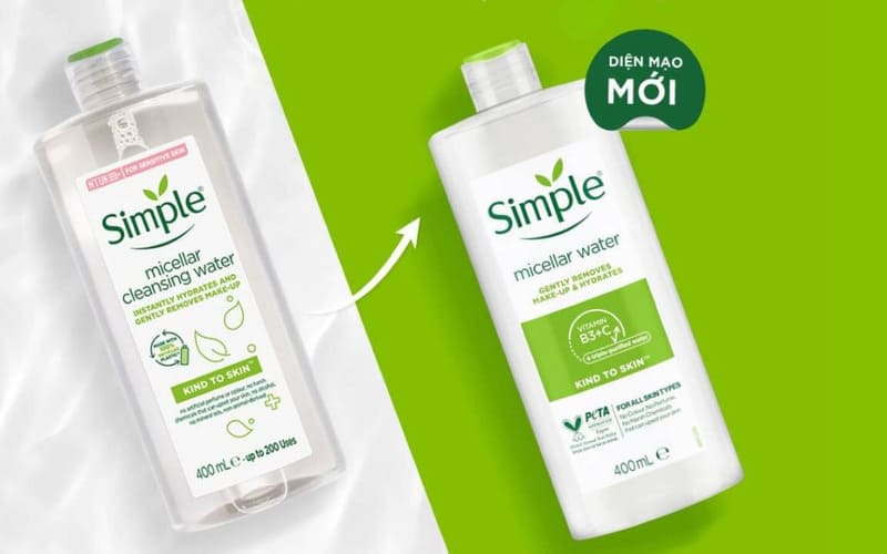 Nước tẩy trang Simple Micellar Cleansing Water phù hợp cho da nhạy cảm