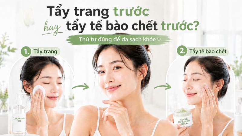 Tẩy trang trước hay tẩy tế bào chết trước