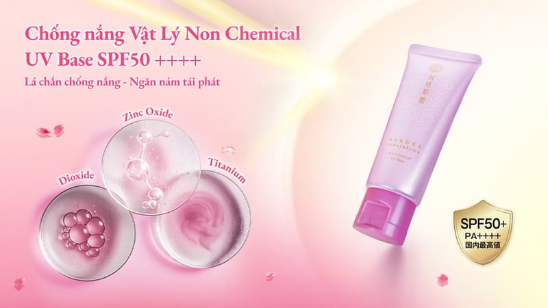 Kem chống nắng vật lý Sakura Sakuyahime Non-Chemical UV Base SPF50+