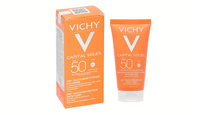 Kem chống nắng cho da dầu nâng tone Vichy Capital Soleil Dry Touch Face Fluid